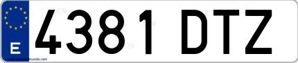 Ejemplo de matrícula española 4381 DTZ