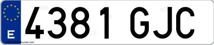 Ejemplo de matrícula española 4381 GJC