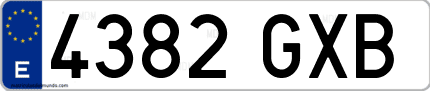 Ejemplo de matrícula de coche ordinaria 4382 GXB