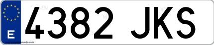 Ejemplo de matrícula española 4382 JKS