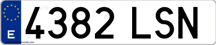 Ejemplo de matrícula de coche ordinaria 4382 LSN