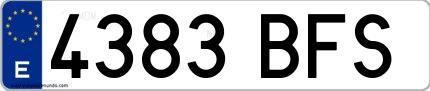 Ejemplo de matrícula española 4383 BFS