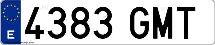Ejemplo de matrícula española 4383 GMT