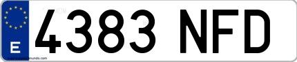 Ejemplo de matrícula española 4383 NFD