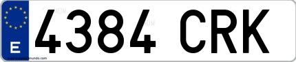Ejemplo de matrícula española 4384 CRK