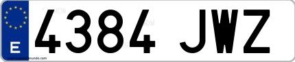 Ejemplo de matrícula española 4384 JWZ