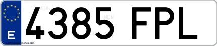 Ejemplo de matrícula española 4385 FPL