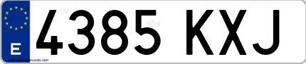 Ejemplo de matrícula española 4385 KXJ