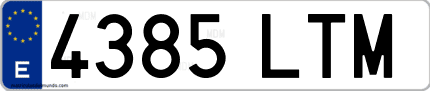 Ejemplo de matrícula de coche ordinaria 4385 LTM