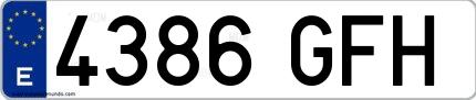 Ejemplo de matrícula española 4386 GFH