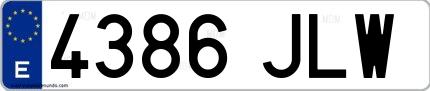 Ejemplo de matrícula española 4386 JLW