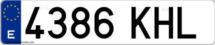 Ejemplo de matrícula de coche ordinaria 4386 KHL
