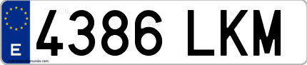 Ejemplo de matrícula de coche ordinaria 4386 LKM