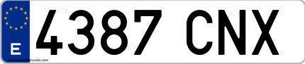 Ejemplo de matrícula de coche ordinaria 4387 CNX