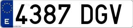 Ejemplo de matrícula española 4387 DGV