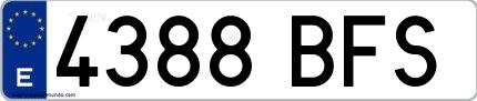 Ejemplo de matrícula española 4388 BFS
