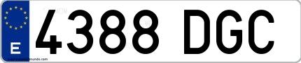 Ejemplo de matrícula española 4388 DGC
