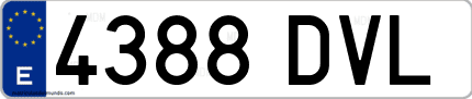 Ejemplo de matrícula de coche ordinaria 4388 DVL