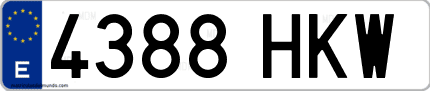 Ejemplo de matrícula de coche ordinaria 4388 HKW