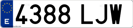 Ejemplo de matrícula de coche ordinaria 4388 LJW