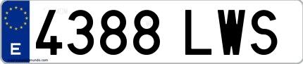 Ejemplo de matrícula española 4388 LWS
