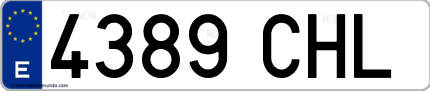 Ejemplo de matrícula de coche ordinaria 4389 CHL