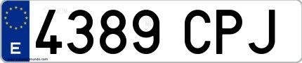 Ejemplo de matrícula española 4389 CPJ