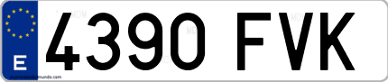 Ejemplo de matrícula de coche ordinaria 4390 FVK