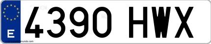 Ejemplo de matrícula española 4390 HWX