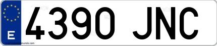 Ejemplo de matrícula española 4390 JNC
