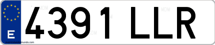 Ejemplo de matrícula de coche ordinaria 4391 LLR
