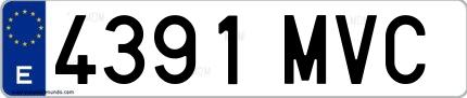 Ejemplo de matrícula española 4391 MVC
