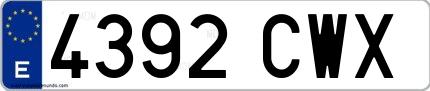 Ejemplo de matrícula española 4392 CWX