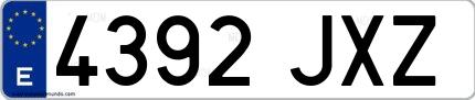 Ejemplo de matrícula española 4392 JXZ