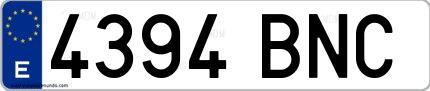 Ejemplo de matrícula española 4394 BNC