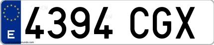 Ejemplo de matrícula española 4394 CGX