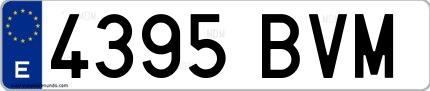 Ejemplo de matrícula española 4395 BVM