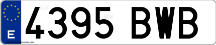 Ejemplo de matrícula de coche ordinaria 4395 BWB