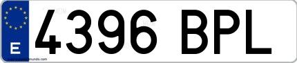 Ejemplo de matrícula española 4396 BPL