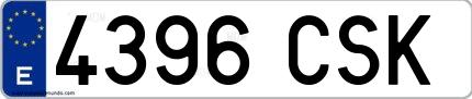 Ejemplo de matrícula española 4396 CSK