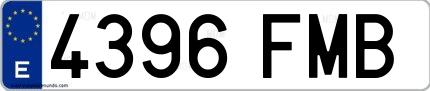 Ejemplo de matrícula española 4396 FMB