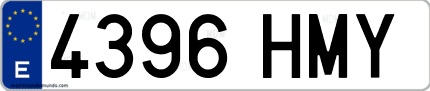 Ejemplo de matrícula de coche ordinaria 4396 HMY