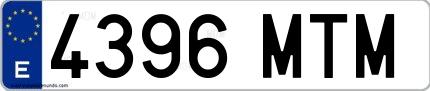 Ejemplo de matrícula española 4396 MTM