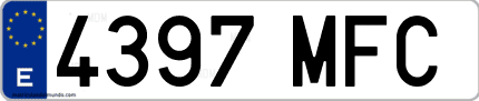 Ejemplo de matrícula de coche ordinaria 4397 MFC