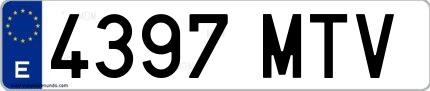 Ejemplo de matrícula española 4397 MTV
