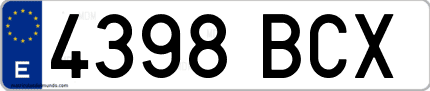 Ejemplo de matrícula de coche ordinaria 4398 BCX