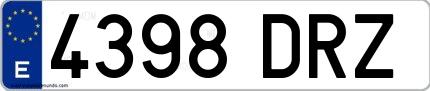 Ejemplo de matrícula española 4398 DRZ