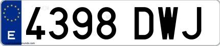 Ejemplo de matrícula española 4398 DWJ