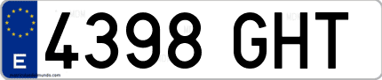 Ejemplo de matrícula de coche ordinaria 4398 GHT