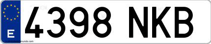 Ejemplo de matrícula española 4398 NKB